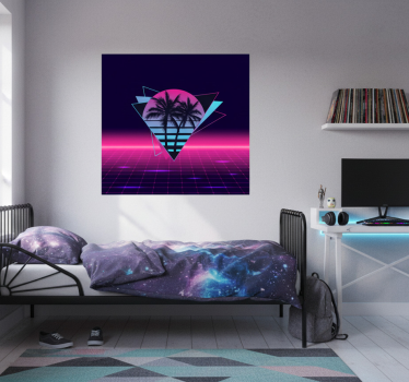 Living room poster vaporwave style palm tree - TenStickers