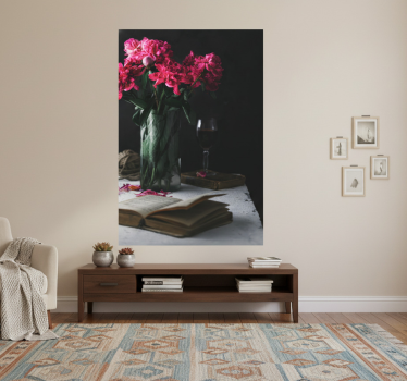 Living room poster wine glass and vase art print - TenStickers