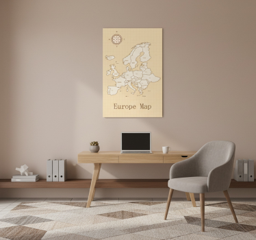 Map poster of europe on beige background - TenStickers