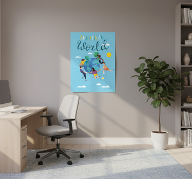 Map poster of harmonious globe illustration - TenStickers