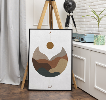 Minimalist sunset and mountains art wall poster - TenStickers