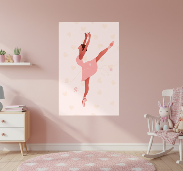 Nursery poster ballerina with hearts - TenStickers