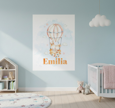 Nursery poster featuring pastel balloon animals - TenStickers