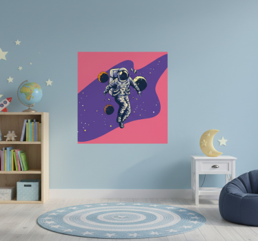 Nursery poster hand drawn astronaut flying style - TenStickers