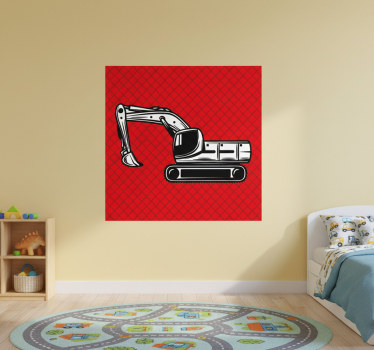 Nursery poster monochrome large excavator - TenStickers