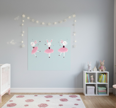 Nursery poster rabbit ballerina in roses - TenStickers