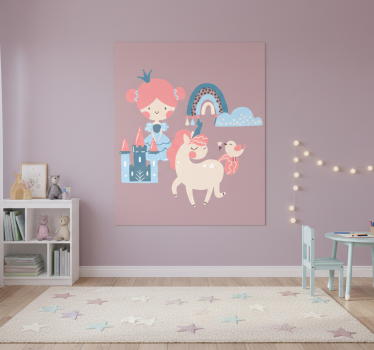 Nursery poster with pastel unicorns and princesses - TenStickers