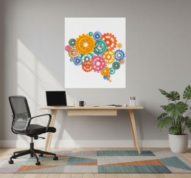 Office poster brain coloured cogs - TenStickers