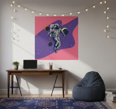Poster for teenager hand drawn astronaut flying design - TenStickers