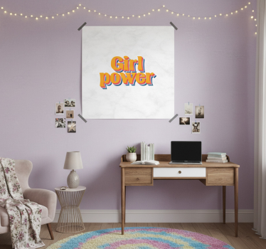 Poster for teenager with girl power quote and flowers - TenStickers