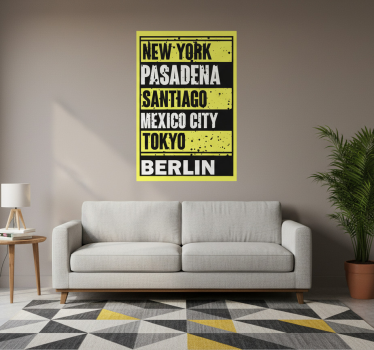 Quote poster with city text overlay - TenStickers