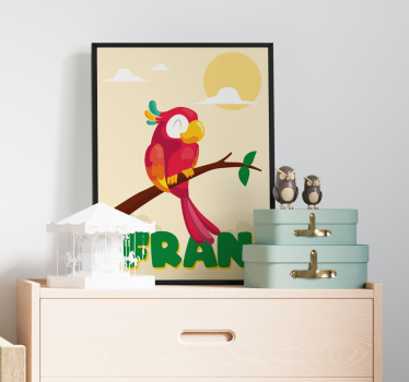 Red Parrot Custom Name Nursery Wall Decor Poster - TenStickers