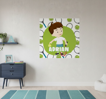 Sports poster of a kid tennis player with name - TenStickers