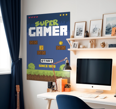 Super gamer" retro style video game poster - TenStickers