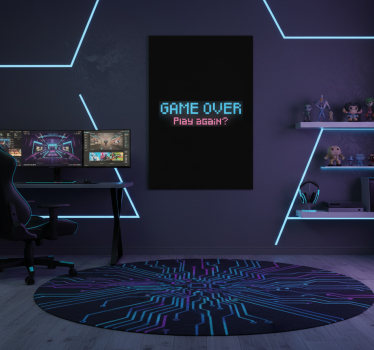 Video game poster game over play again design - TenStickers