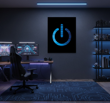 Video game poster with blue on/off sign graphic - TenStickers