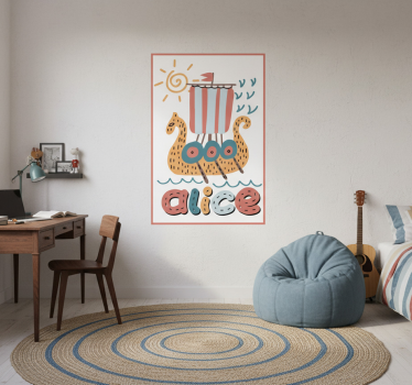 Viking ship personalized poster for teenager - TenStickers