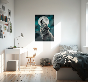 Wolf howling animal design poster - TenStickers