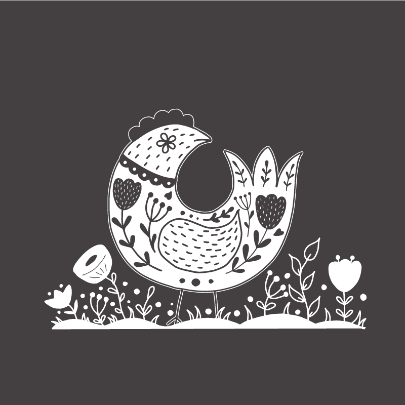 Kitchen poster proud chickens with polish flower design - TenStickers