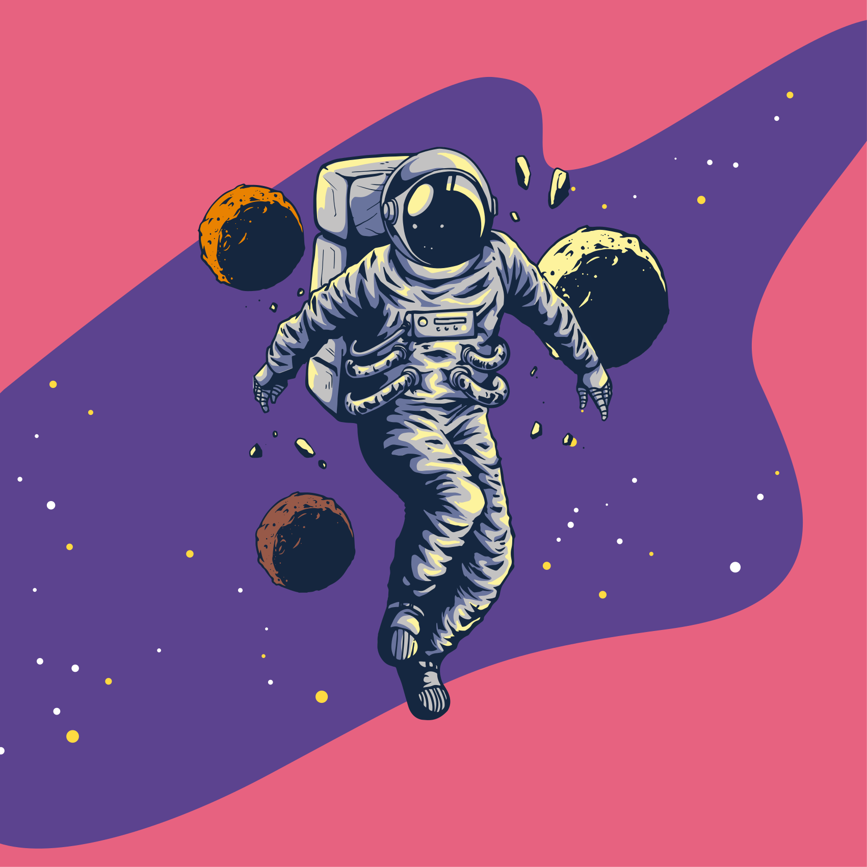 Poster for teenager hand drawn astronaut flying design - TenStickers