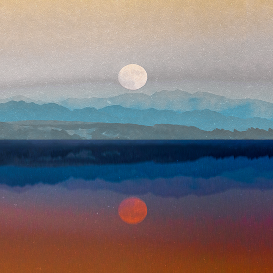 Living room poster beautiful moon space design - TenStickers