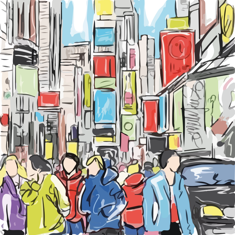 Living room poster modern new york characters - TenStickers