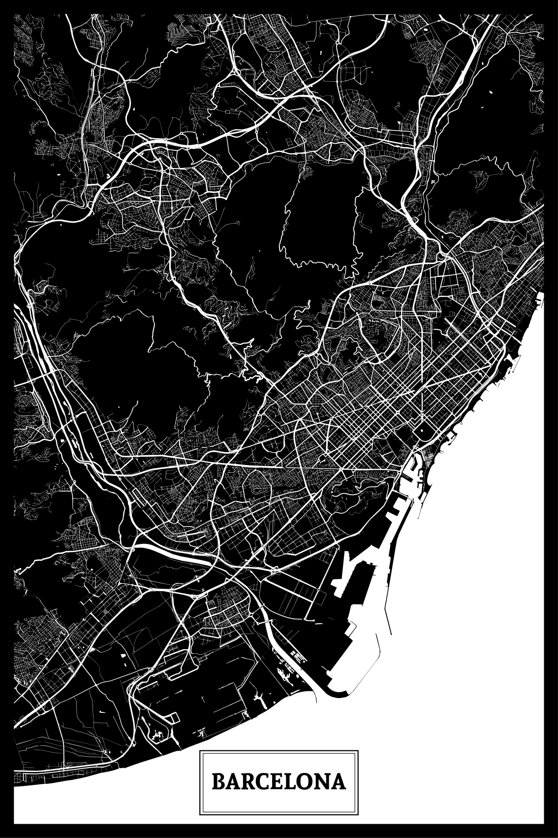 Living room poster topographic map of barcelona - TenStickers