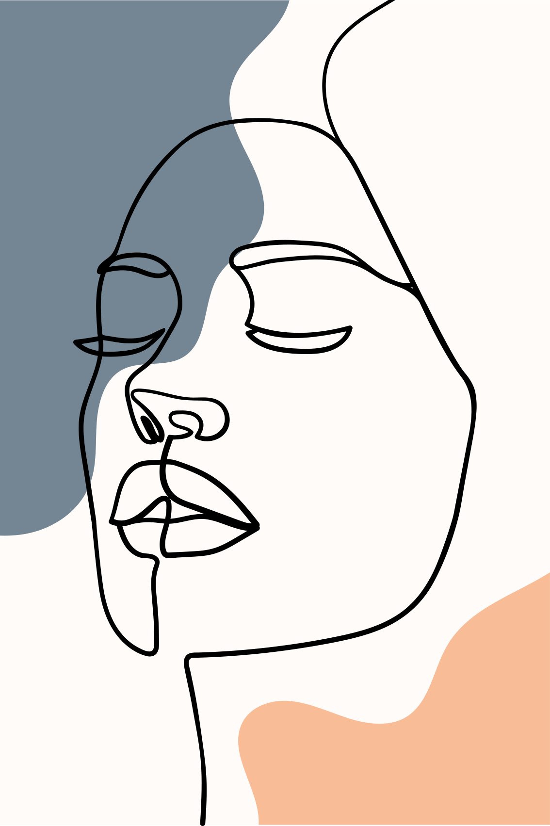 Living room poster of modern abstract face - TenStickers