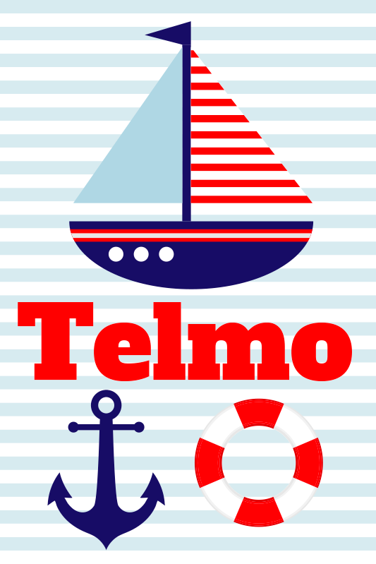 Nursery poster sailing boat with name - TenStickers