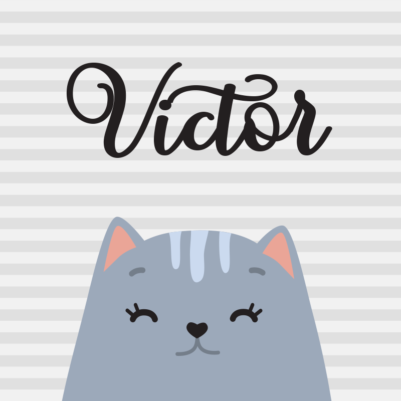 Nursery poster nordic cat with name - TenStickers