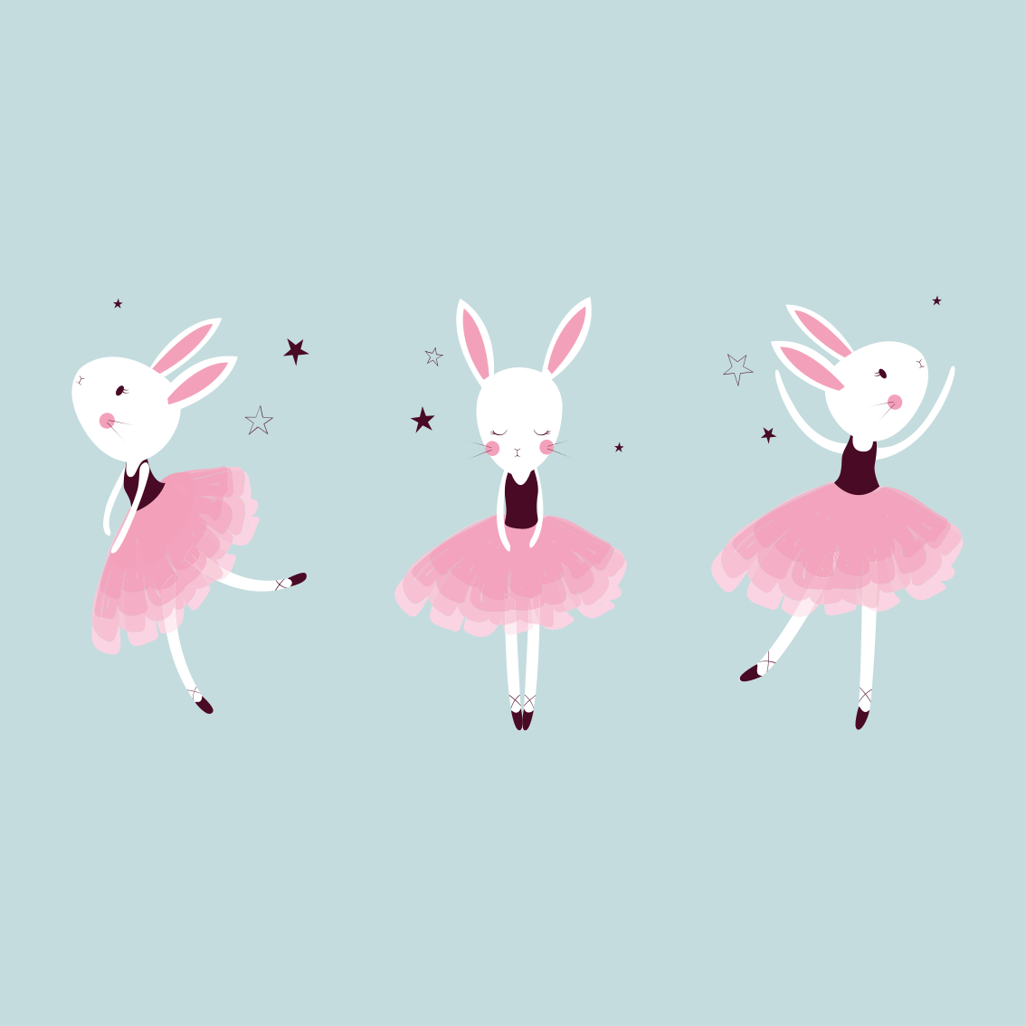 Nursery poster rabbit ballerina in roses - TenStickers