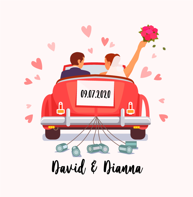 Event poster just married couple - TenStickers
