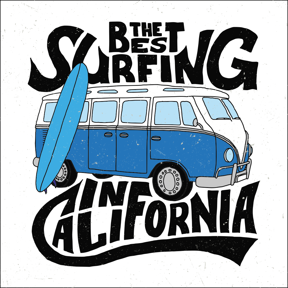 Sports poster surfing california van art print - TenStickers
