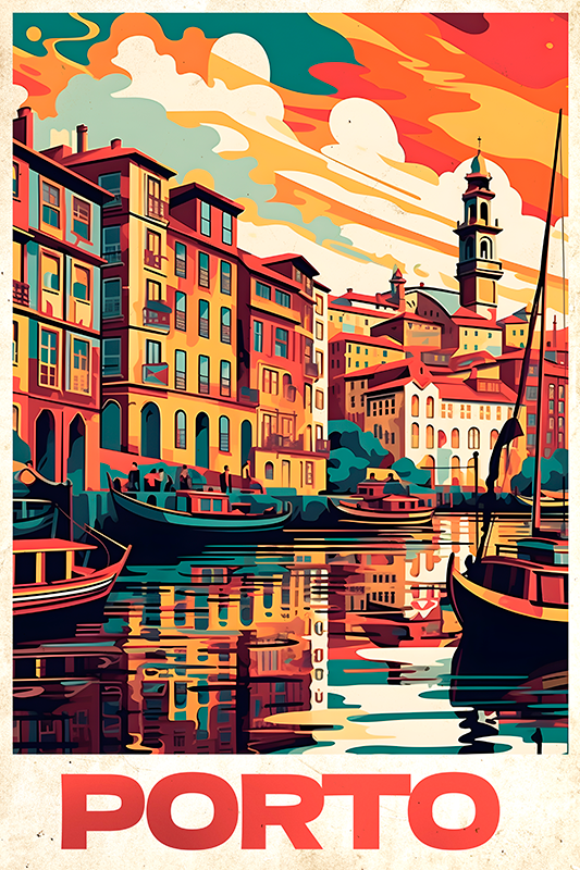 Oporto vintage city poster - TenStickers
