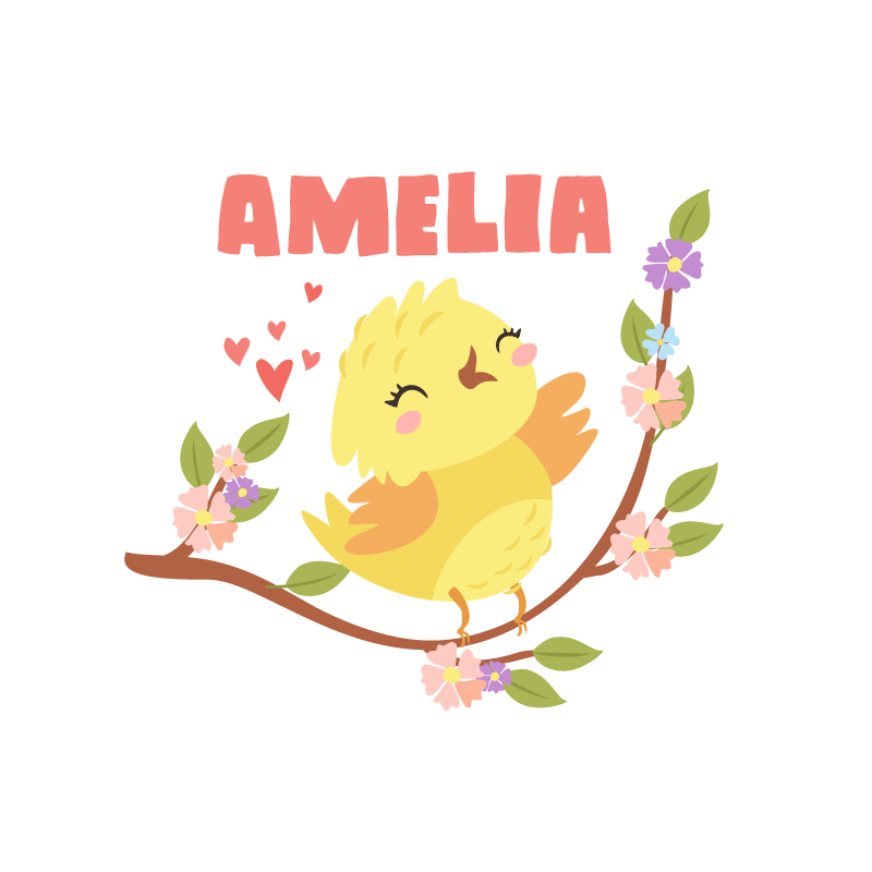 Customisable poster cheerful yellow bird - TenStickers