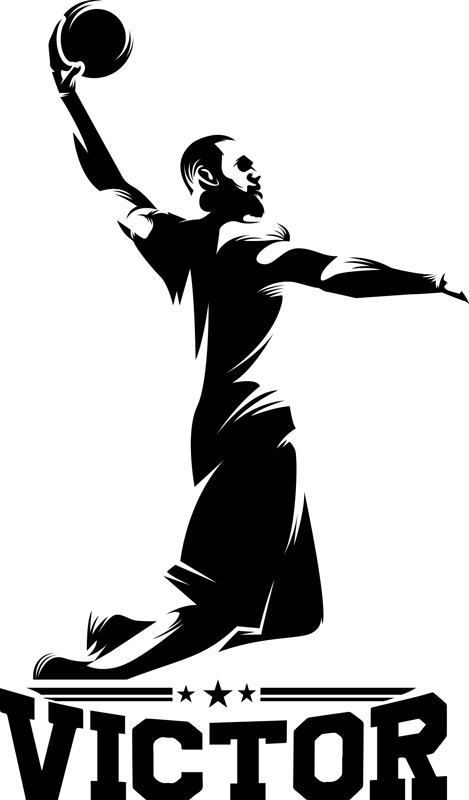 Basketball poster player dunk with name - TenStickers