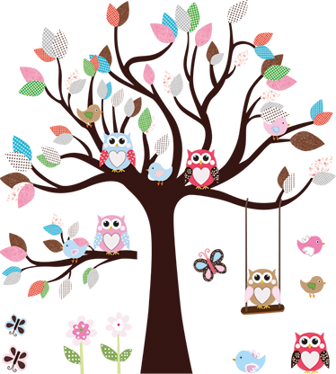 Tree poster owls in the tree nursery wall decal - TenStickers