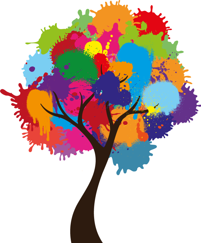 Tree poster in vibrant splash of colors - TenStickers