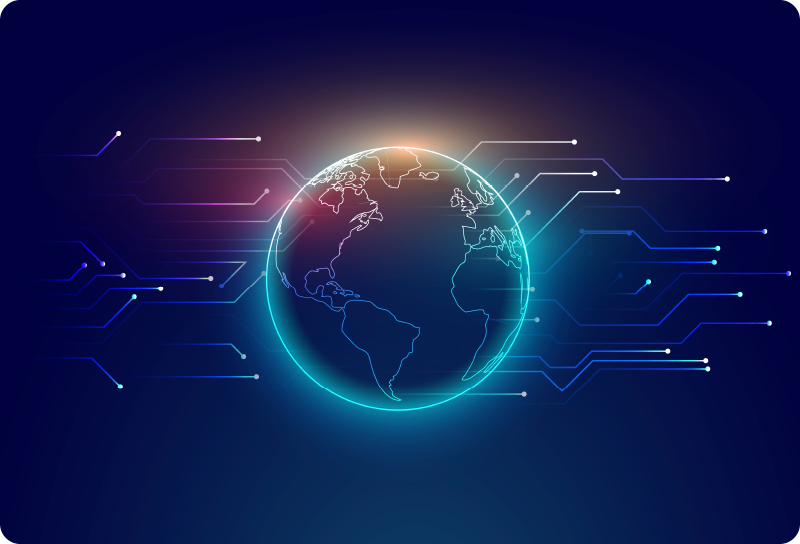 Map poster of geometric telecommunication world map - TenStickers