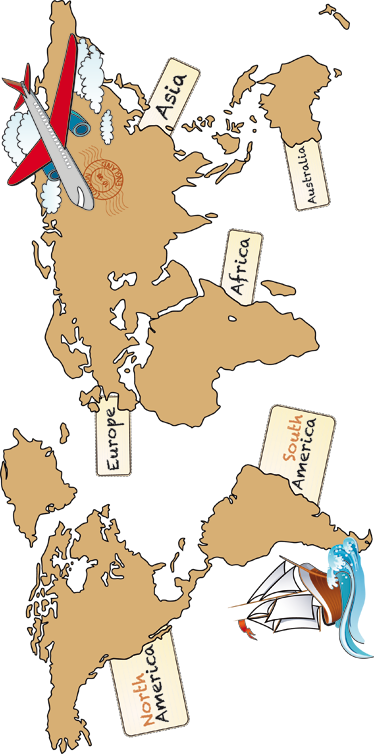 Map poster world map of continents in english - TenStickers