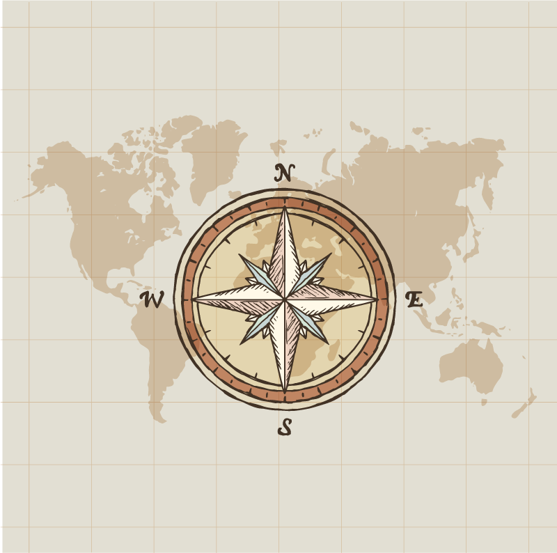Map poster vintage cartography and compass art - TenStickers
