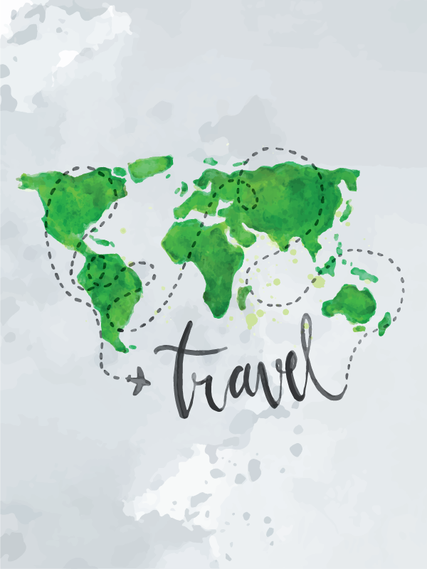Watercolor travel map poster - TenStickers