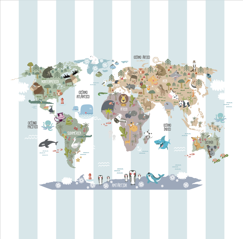 Map poster of the fauna world map - TenStickers