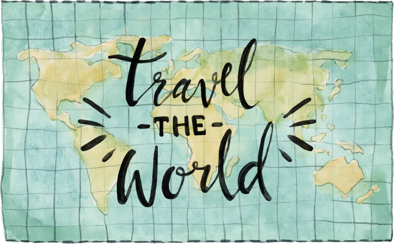 Map poster world travel vinyl rug - TenStickers