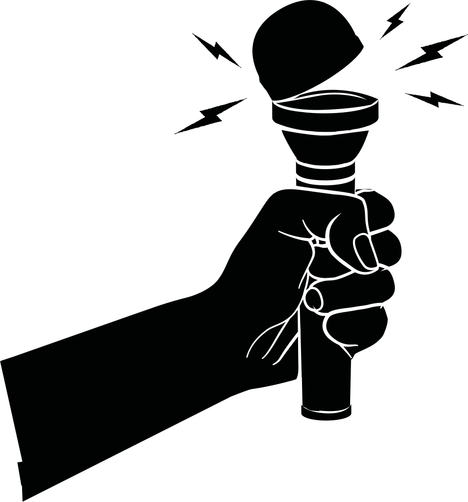 Music poster of an arm holding a microphone - TenStickers