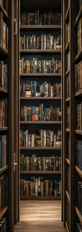 Vintage poster hallway through a library - TenStickers