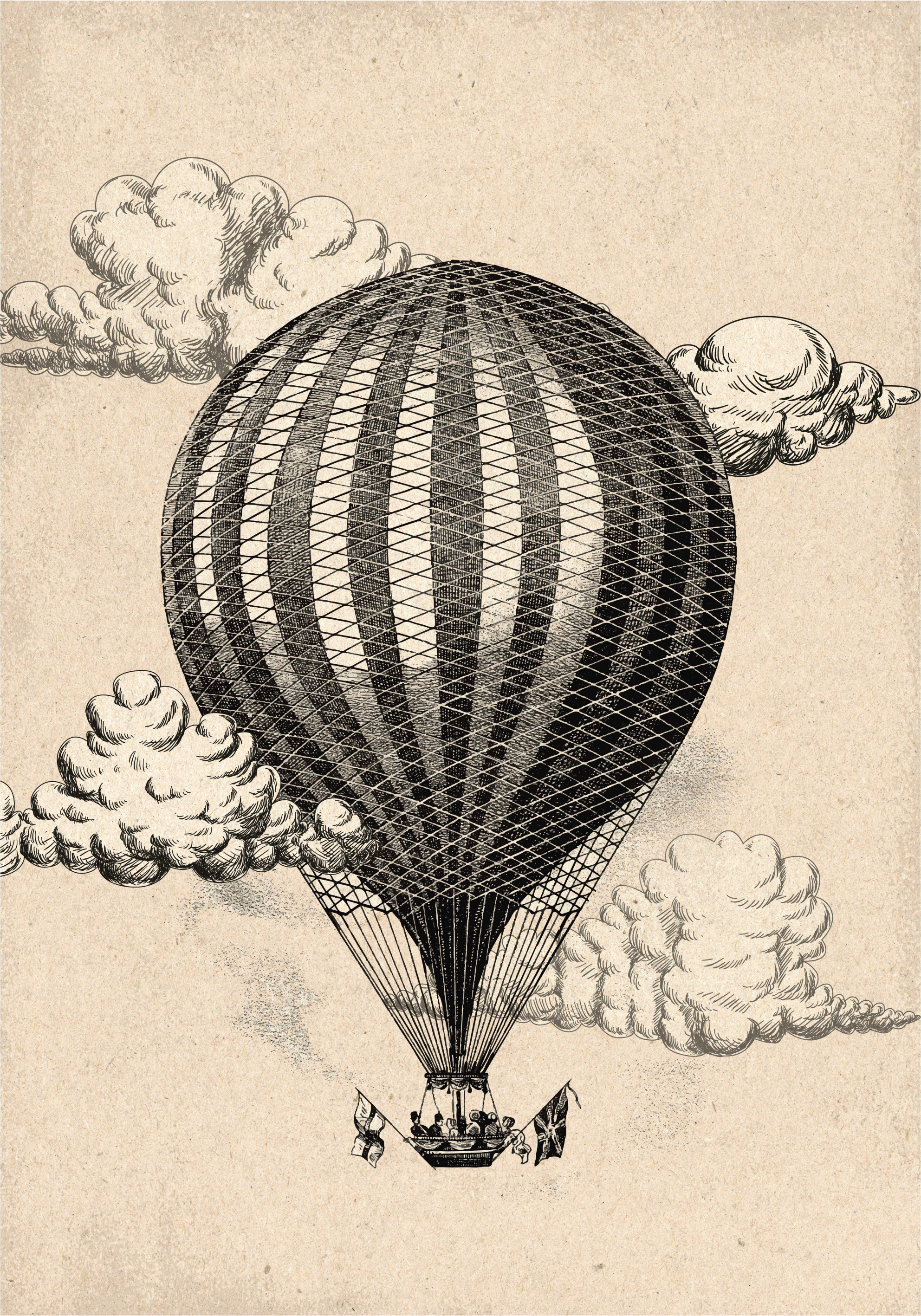 Vintage poster vintage hot air balloon art print - TenStickers