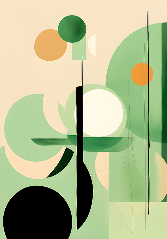 Abstract poster of green shapes - TenStickers