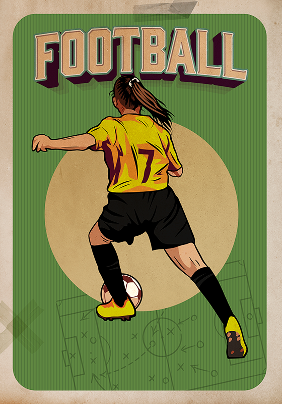 Women football retro football poster - TenStickers