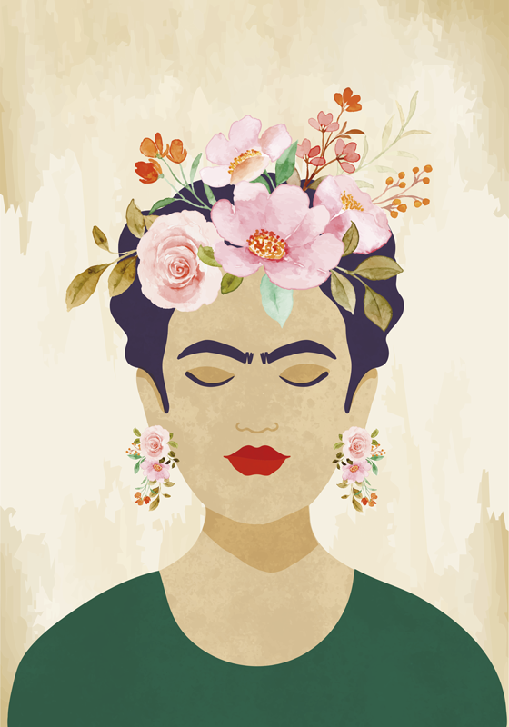 Art poster woman with flowers - TenStickers